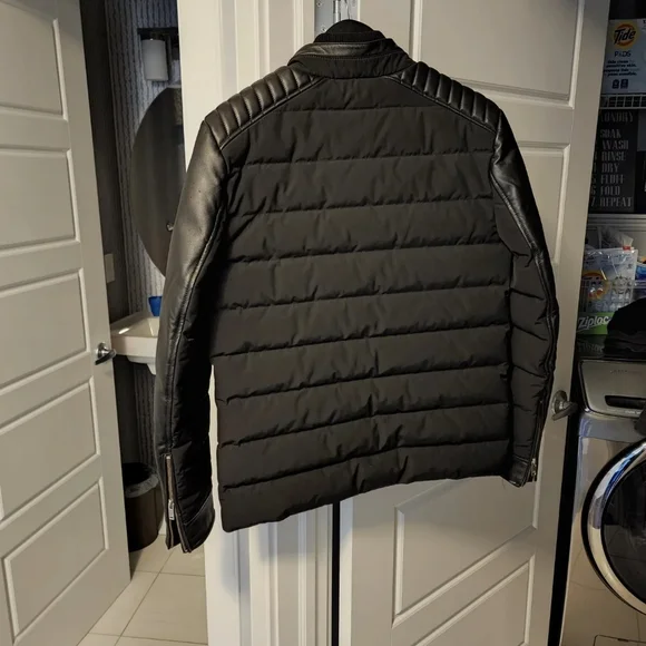 Mens Mens MOOSE KNUCKLE leather down Motorcyle Jacket - Picture 2 of 9